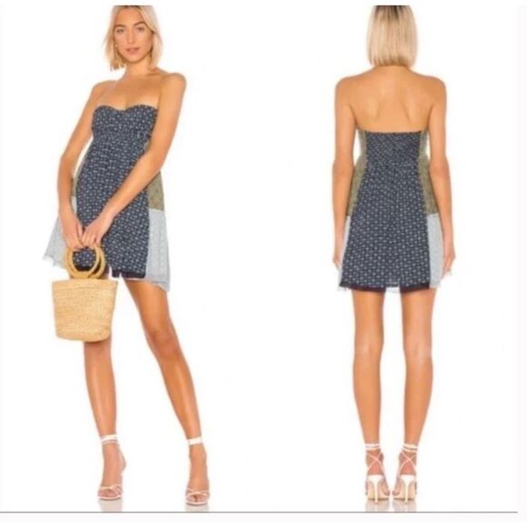 Free People Across The Sea Strapless Tunic - Indigo Sleeveless Boho Small - Picture 1 of 15